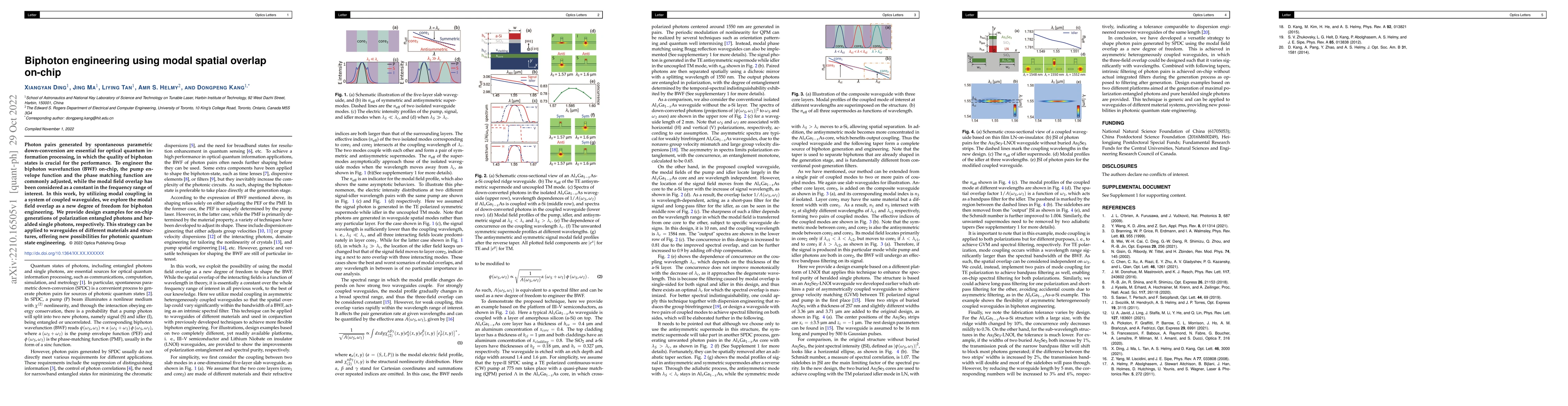 Thumbnail for Biphoton engineering using modal spatial overlap on-chip