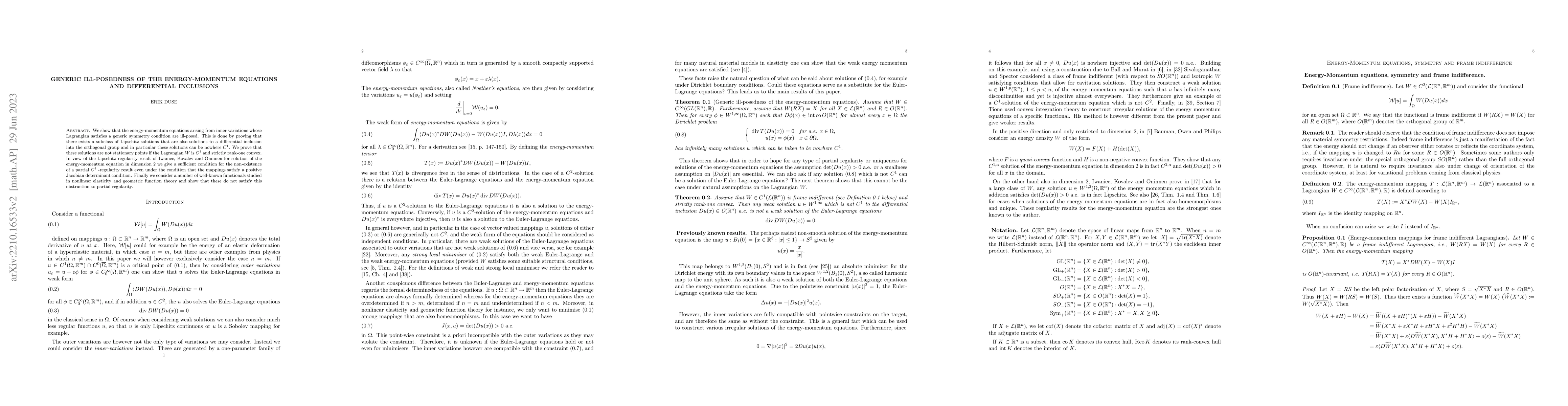 Thumbnail for Generic Ill-posedness of the Energy-Momentum Equations and Differential
  Inclusions