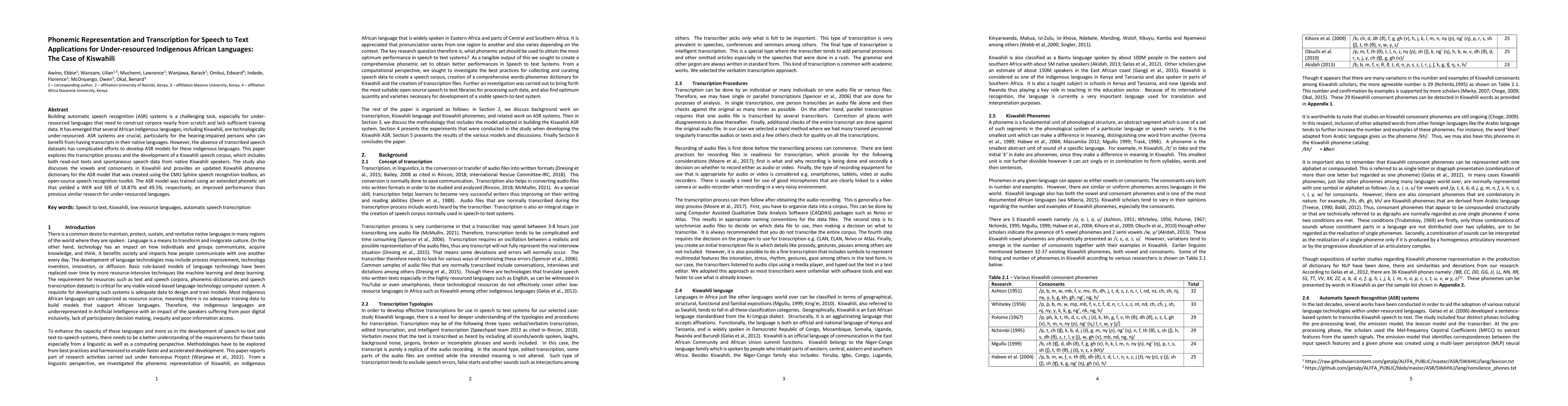 Thumbnail for Phonemic Representation and Transcription for Speech to Text
  Applications for Under-resourced Indigenous African Languages: The Case of
  Kiswahili