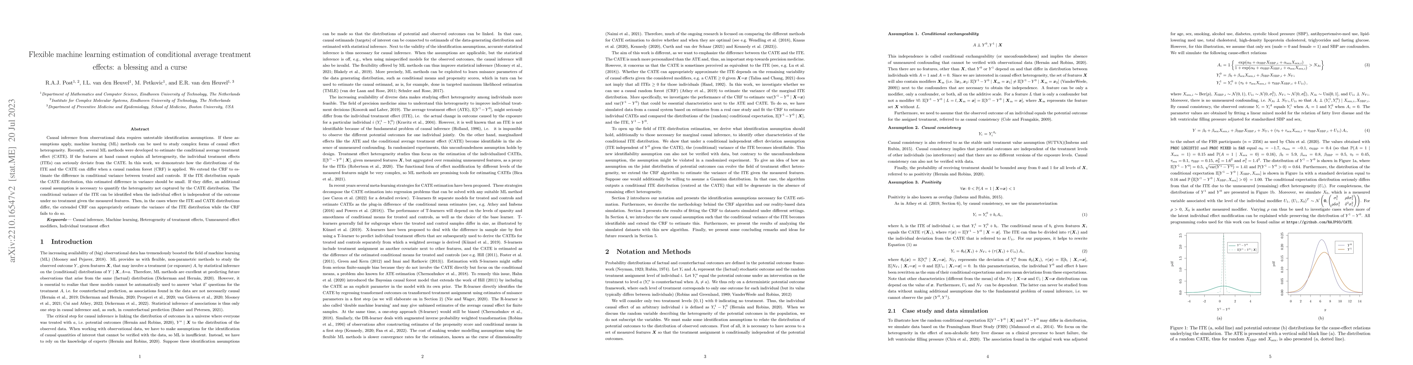 Thumbnail for Flexible machine learning estimation of conditional average treatment
  effects: a blessing and a curse