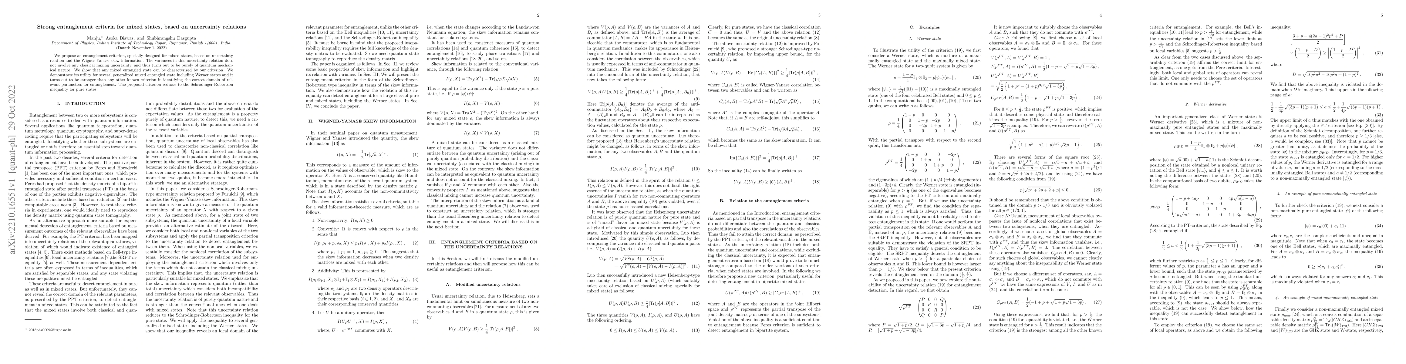 Thumbnail for Strong entanglement criteria for mixed states, based on uncertainty
  relations