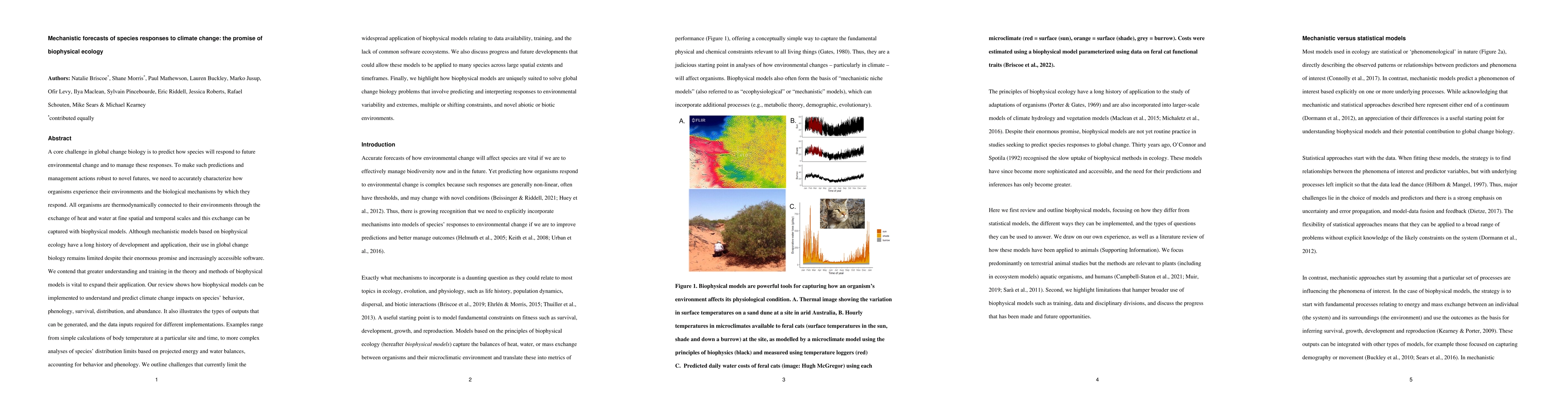 Thumbnail for Mechanistic forecasts of species responses to climate change: the
  promise of biophysical ecology