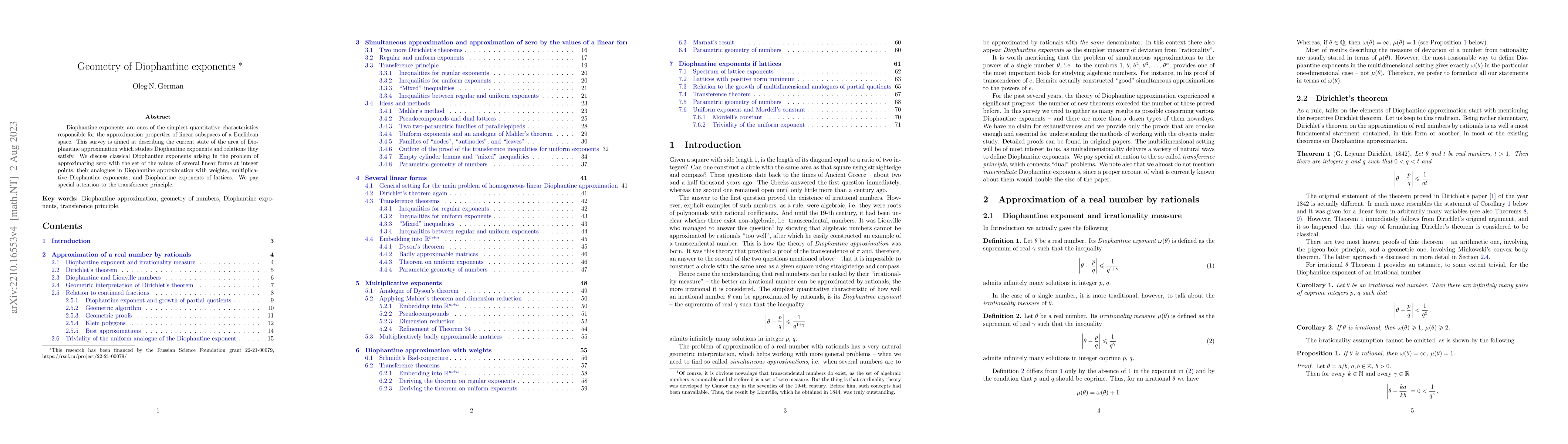 Thumbnail for Geometry of Diophantine exponents