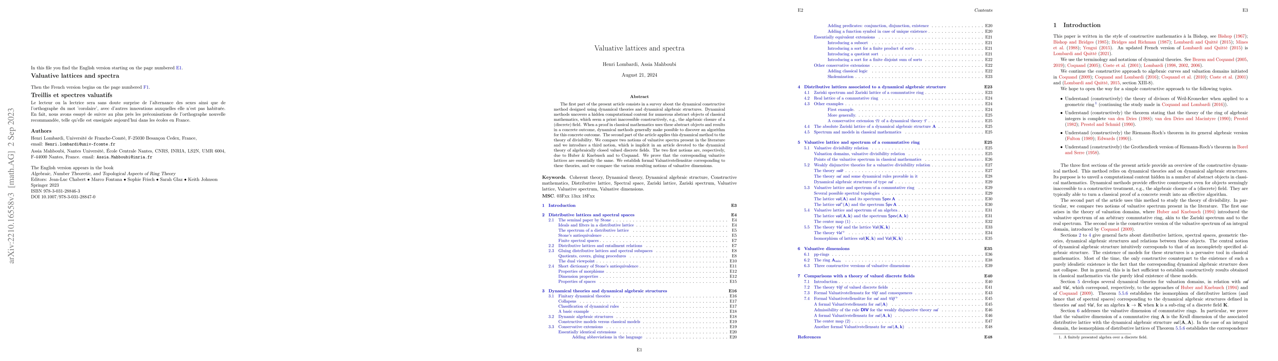 Thumbnail for Valuative lattices and spectra