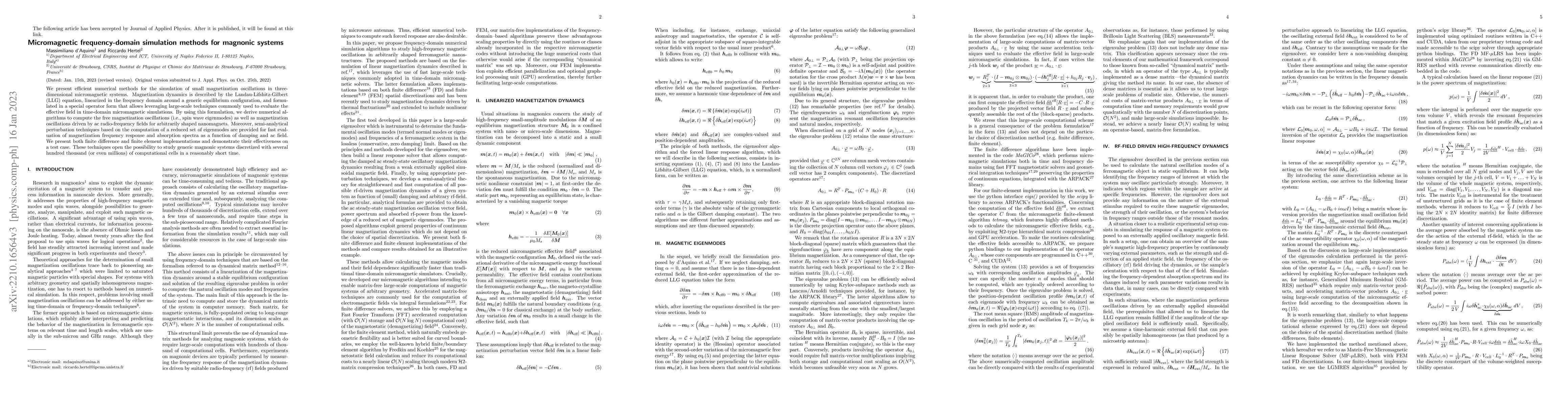 Thumbnail for Micromagnetic frequency-domain simulation methods for magnonic systems