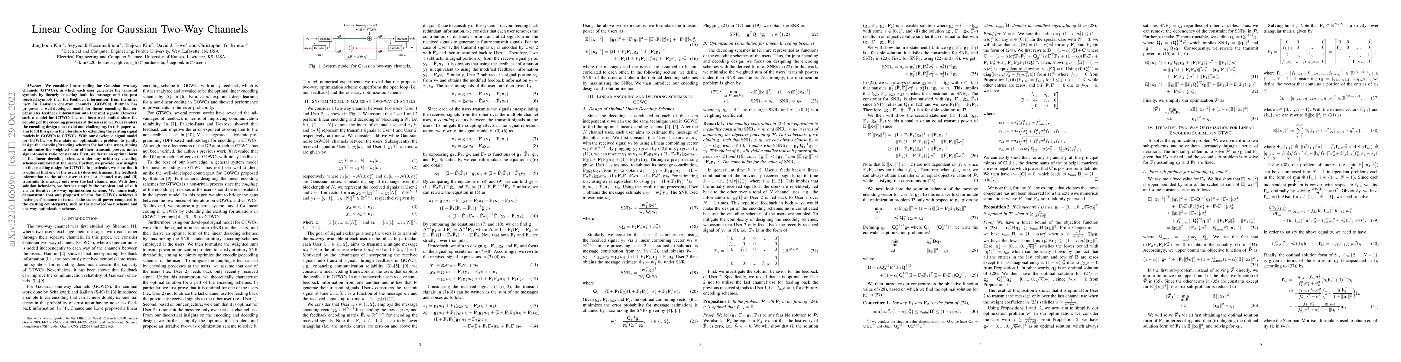 Thumbnail for Linear Coding for Gaussian Two-Way Channels