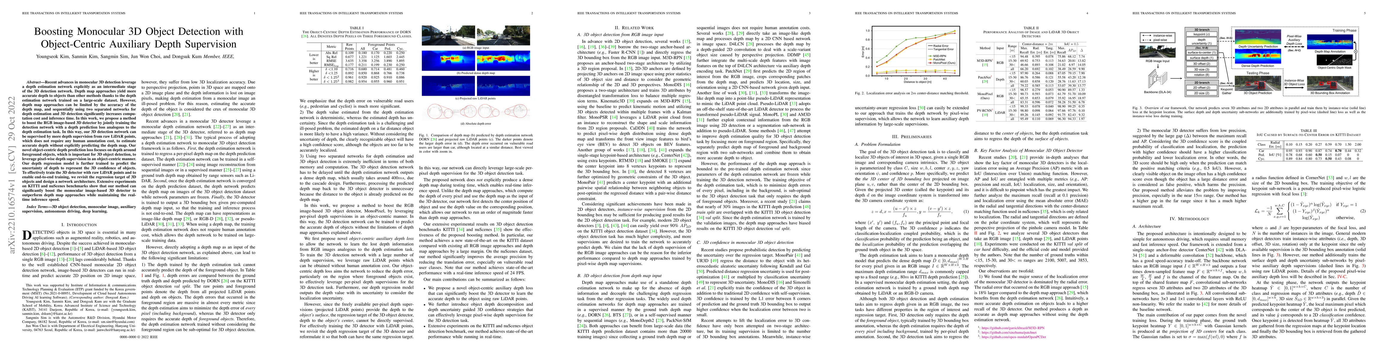 Thumbnail for Boosting Monocular 3D Object Detection with Object-Centric Auxiliary
  Depth Supervision