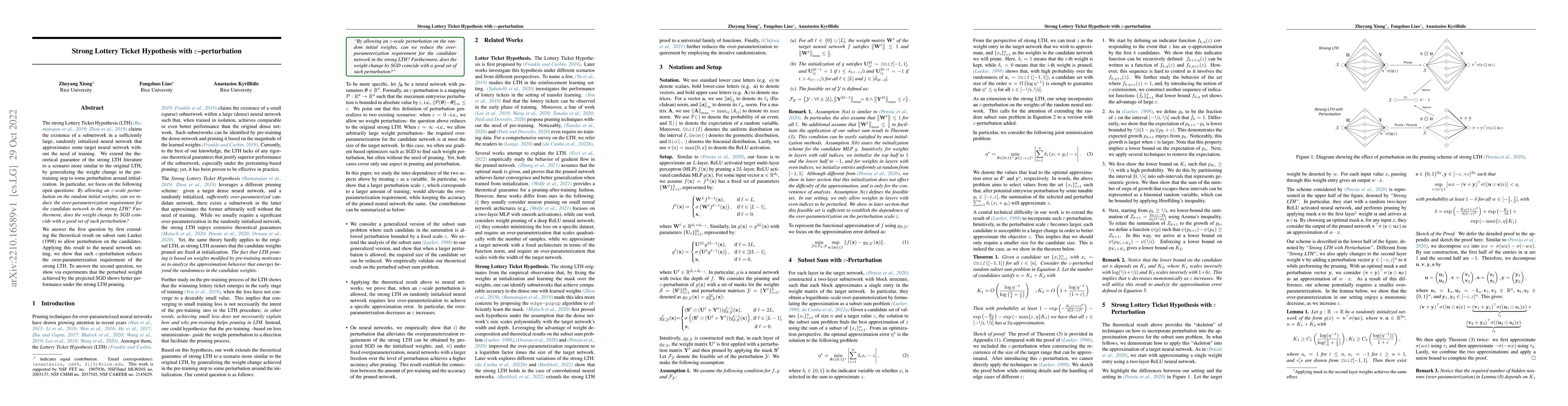 Thumbnail for Strong Lottery Ticket Hypothesis with $\varepsilon$--perturbation