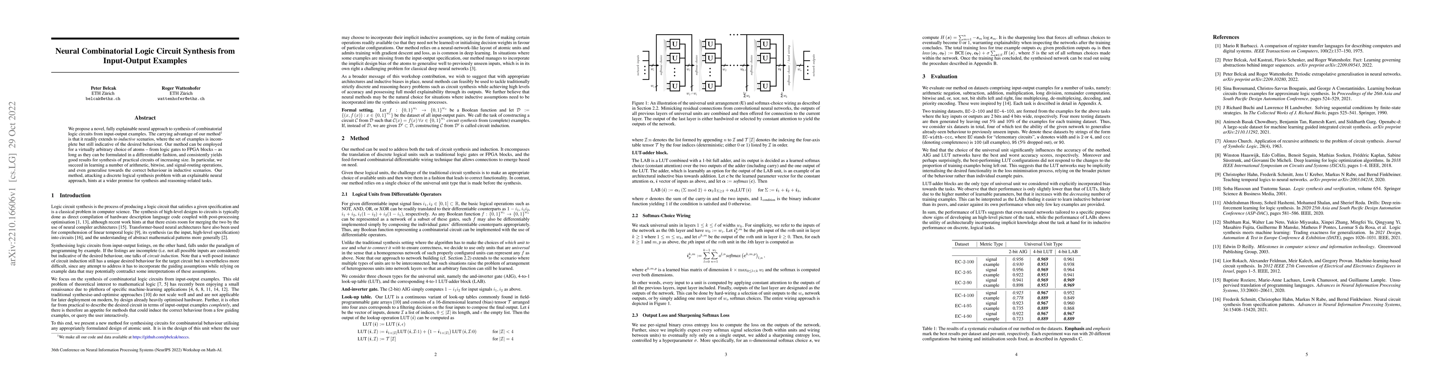 Thumbnail for Neural Combinatorial Logic Circuit Synthesis from Input-Output Examples
