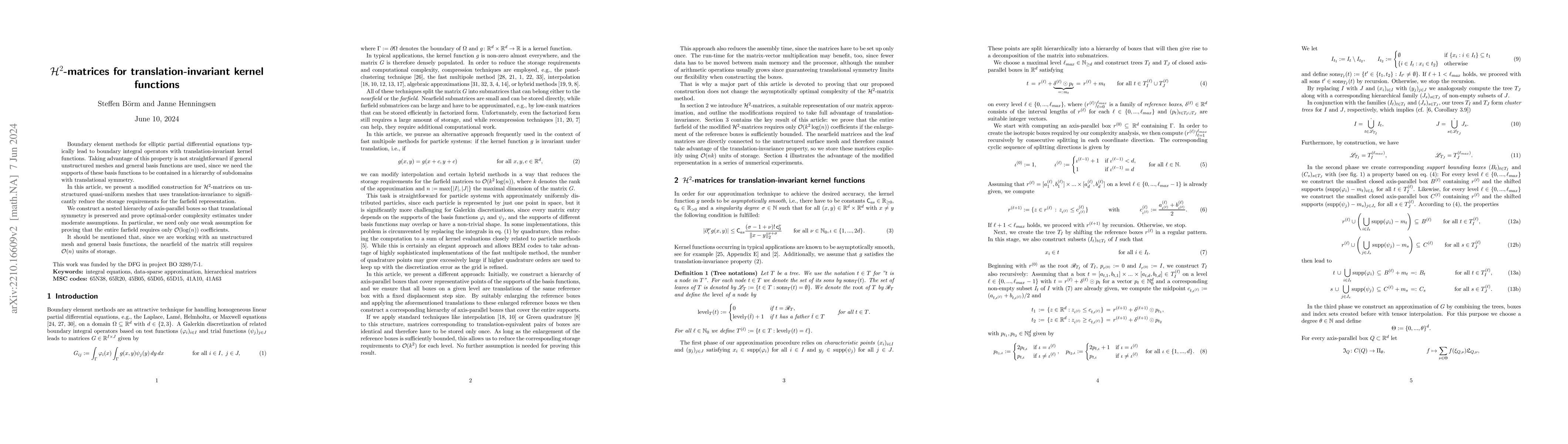 Thumbnail for $\mathcal{H}^2$-matrices for translation-invariant kernel functions