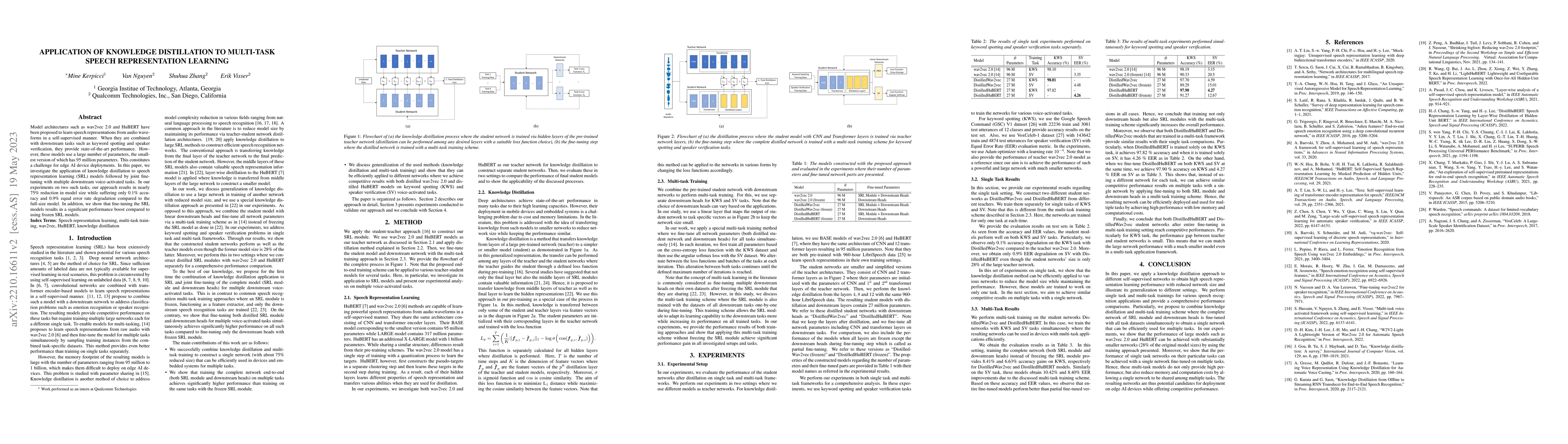 Thumbnail for Application of Knowledge Distillation to Multi-task Speech
  Representation Learning