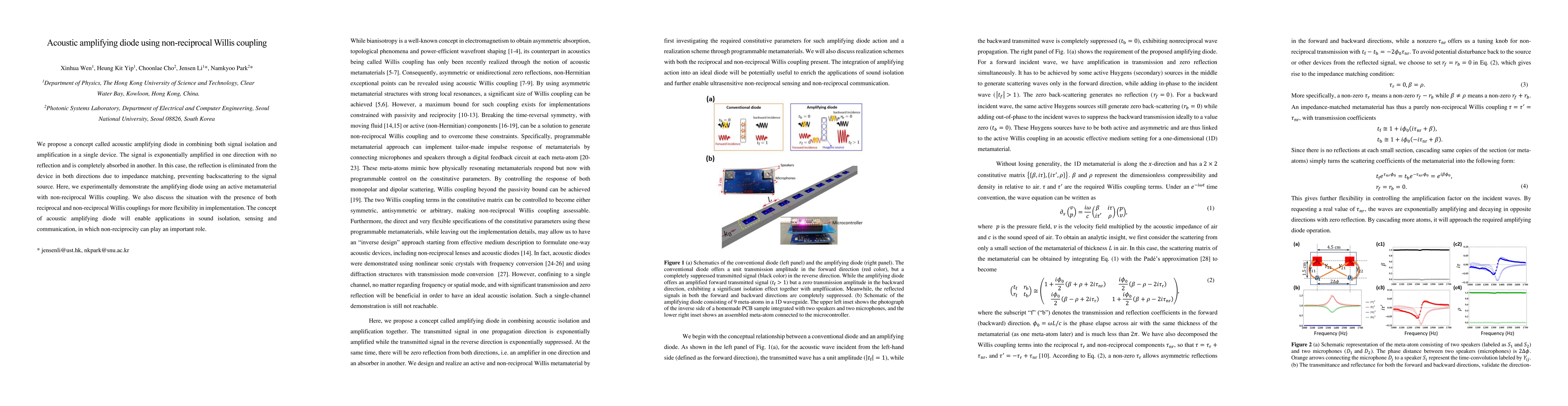 Thumbnail for Acoustic amplifying diode using non-reciprocal Willis coupling