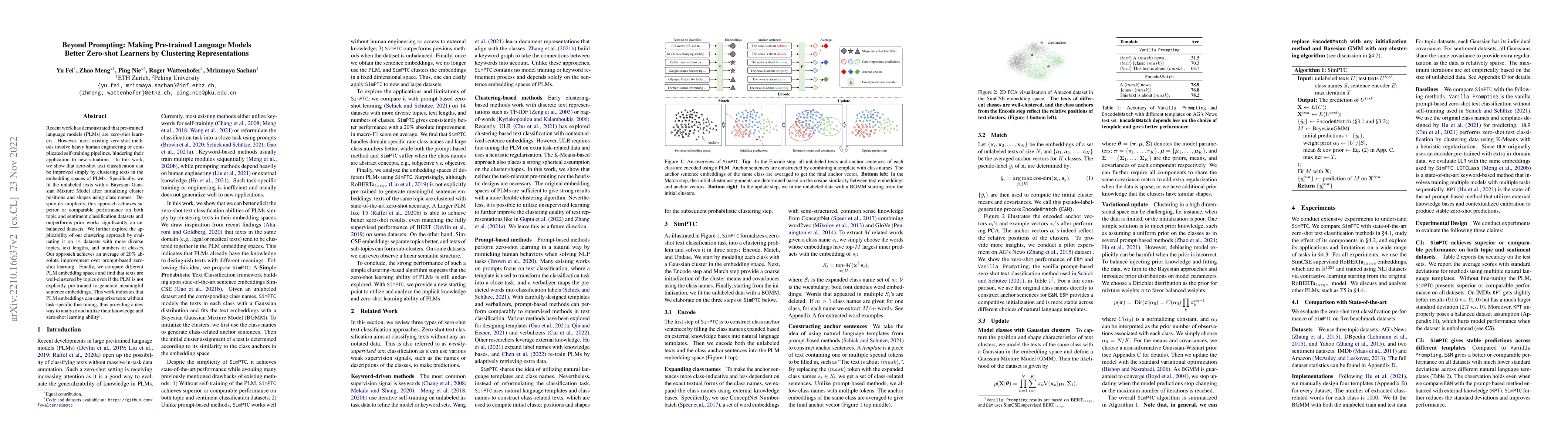 Thumbnail for Beyond Prompting: Making Pre-trained Language Models Better Zero-shot
  Learners by Clustering Representations