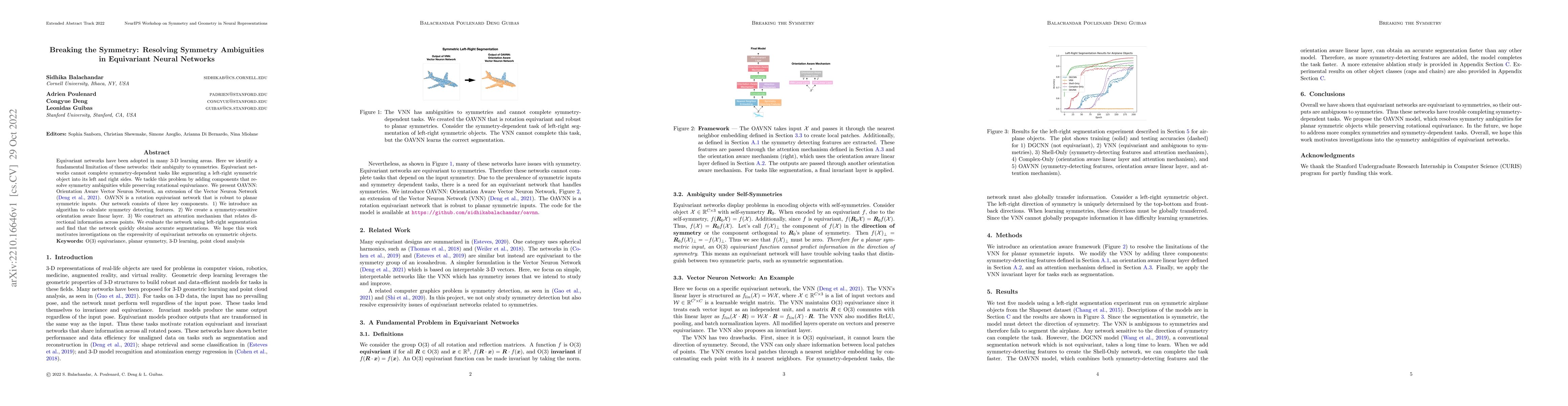 Thumbnail for Breaking the Symmetry: Resolving Symmetry Ambiguities in Equivariant
  Neural Networks