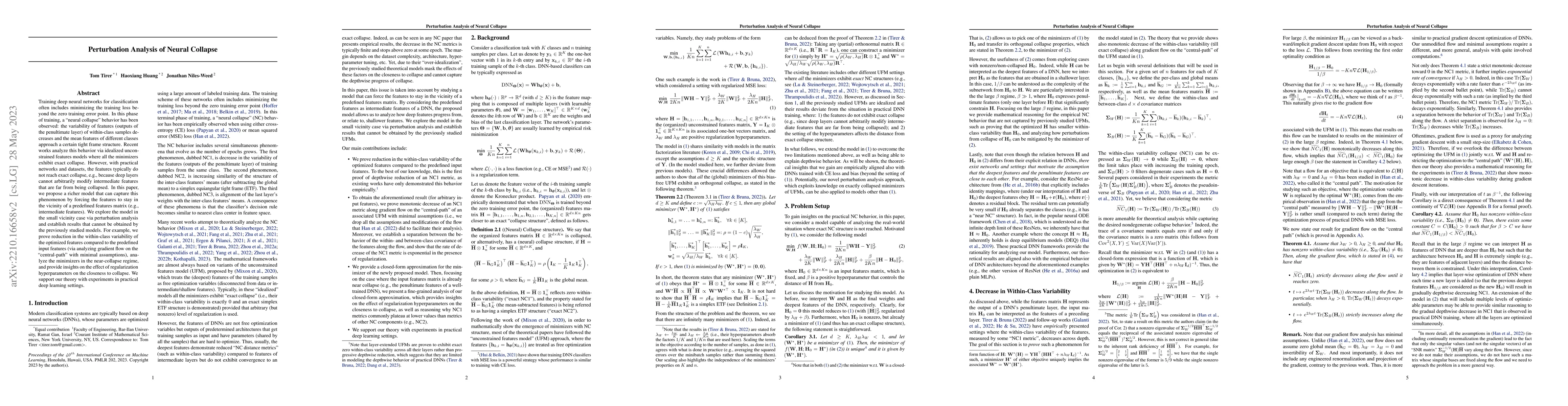 Thumbnail for Perturbation Analysis of Neural Collapse
