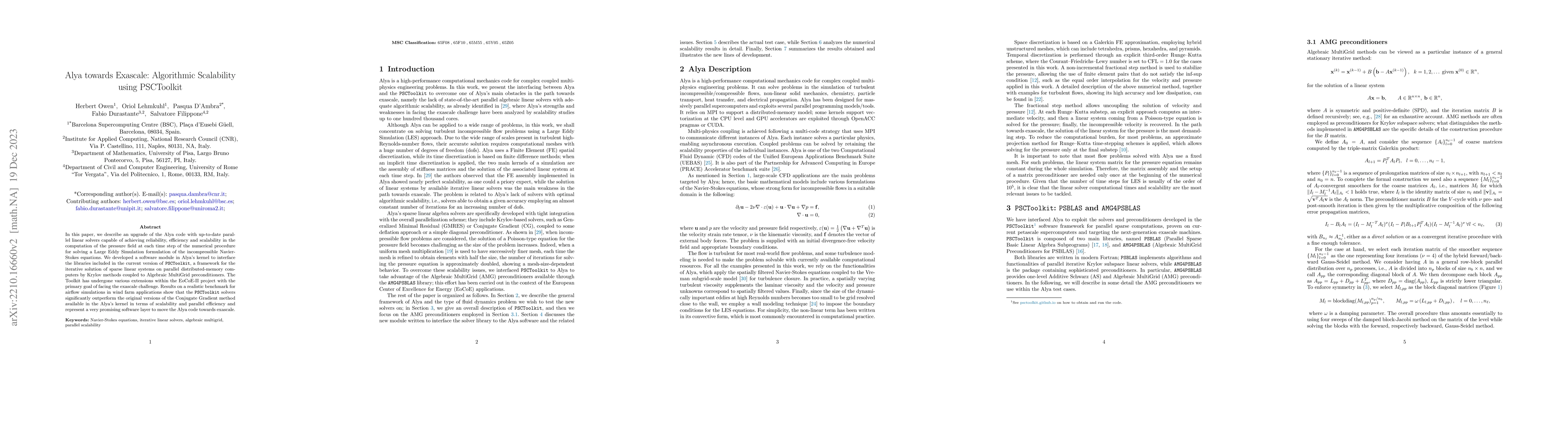 Thumbnail for Alya towards Exascale: Algorithmic Scalability using PSCToolkit