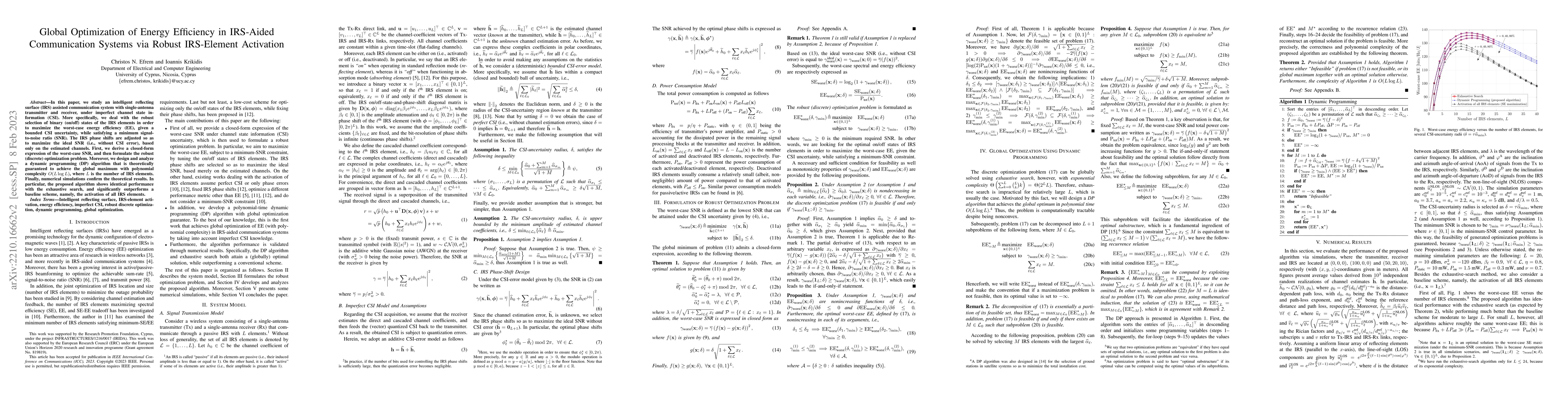 Thumbnail for Global Optimization of Energy Efficiency in IRS-Aided Communication
  Systems via Robust IRS-Element Activation