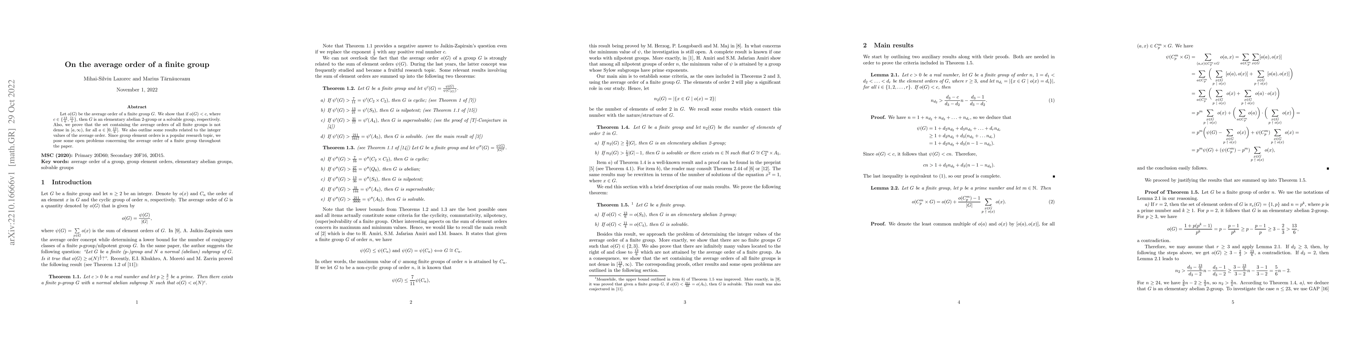 Thumbnail for On the average order of a finite group