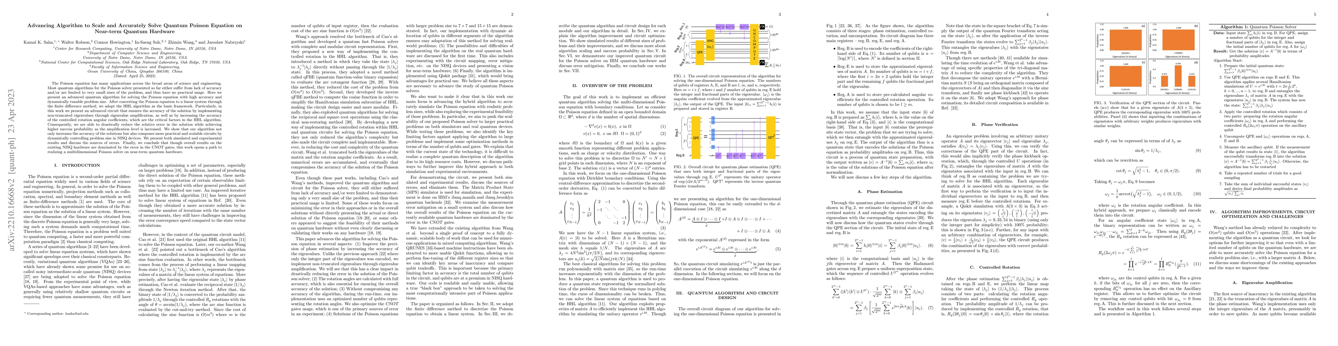 Thumbnail for Advancing Algorithm to Scale and Accurately Solve Quantum Poisson
  Equation on Near-term Quantum Hardware