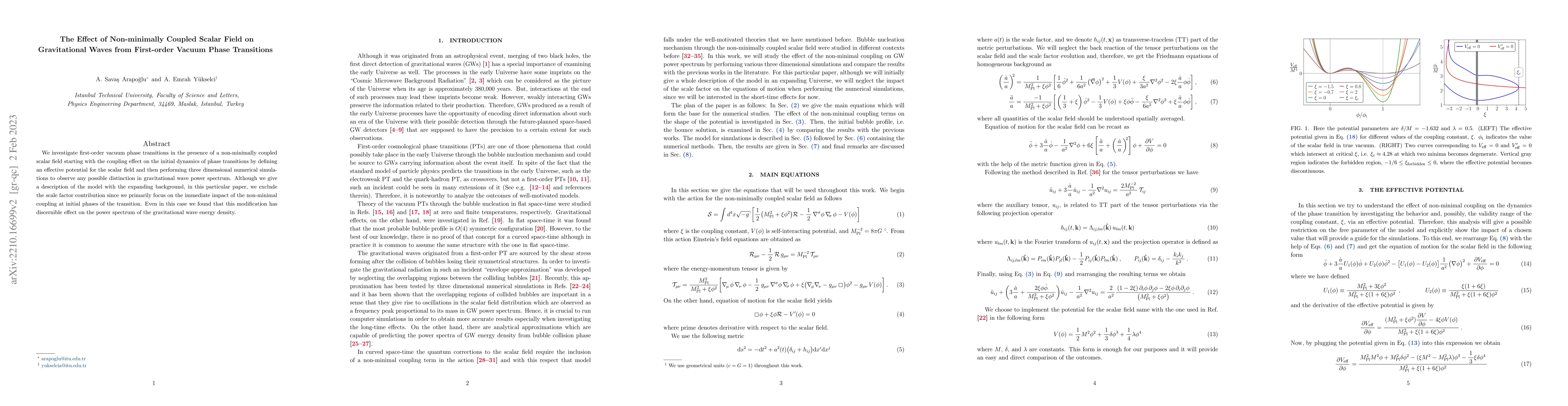 Thumbnail for The Effect of Non-minimally Coupled Scalar Field on Gravitational Waves
  from First-order Vacuum Phase Transitions