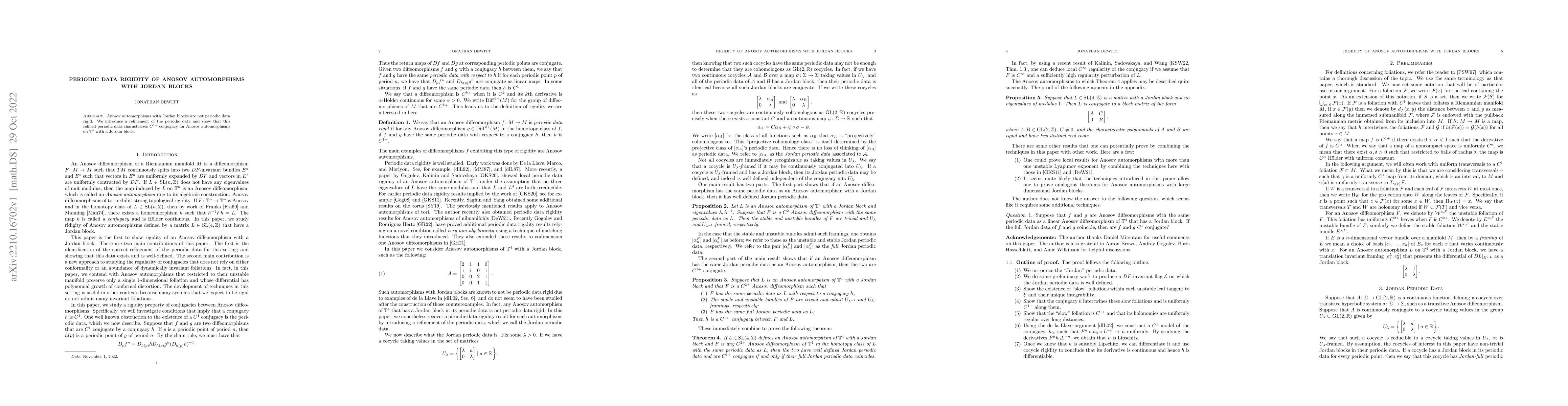 Thumbnail for Periodic data rigidity of Anosov automorphisms with Jordan blocks