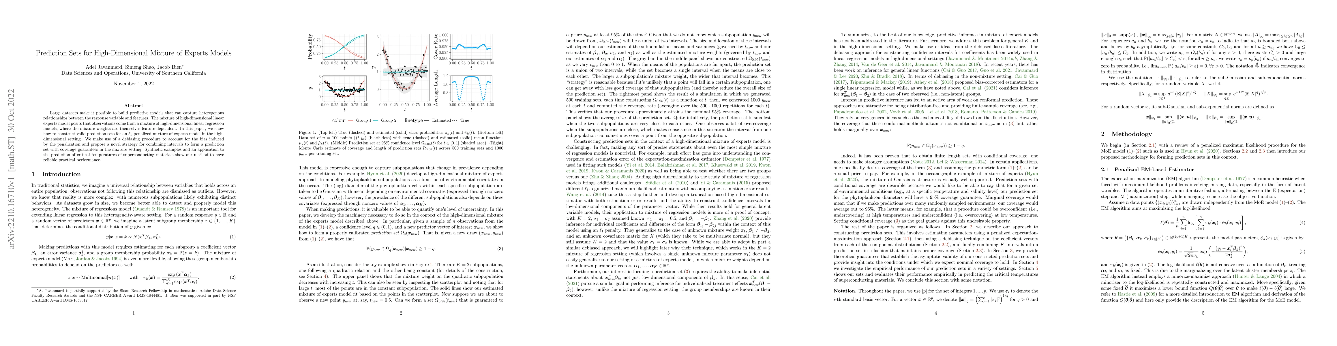Thumbnail for Prediction Sets for High-Dimensional Mixture of Experts Models