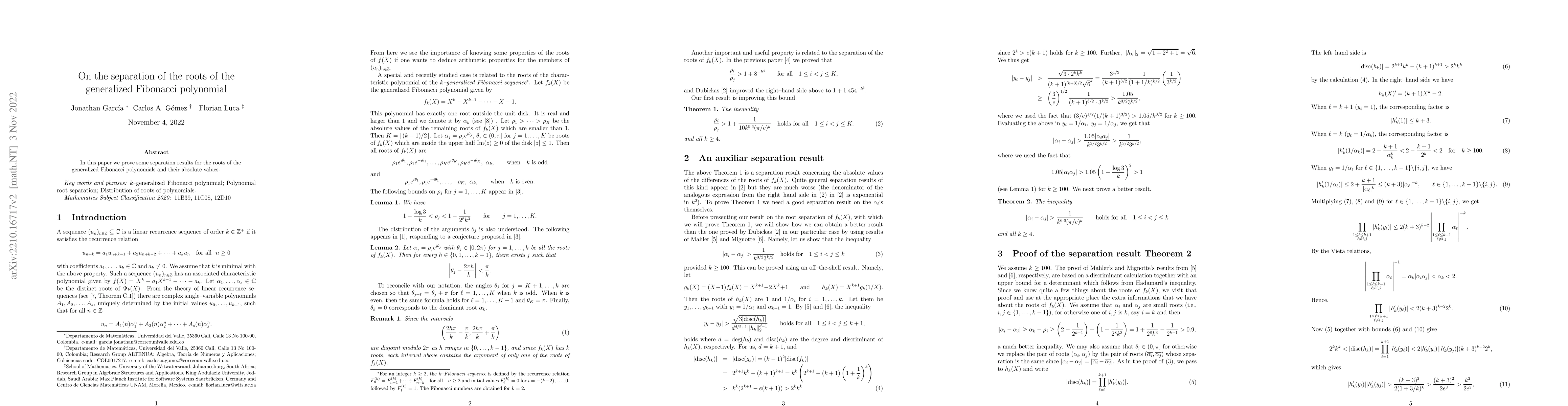 Thumbnail for On the separation of the roots of the generalized Fibonacci polynomial
