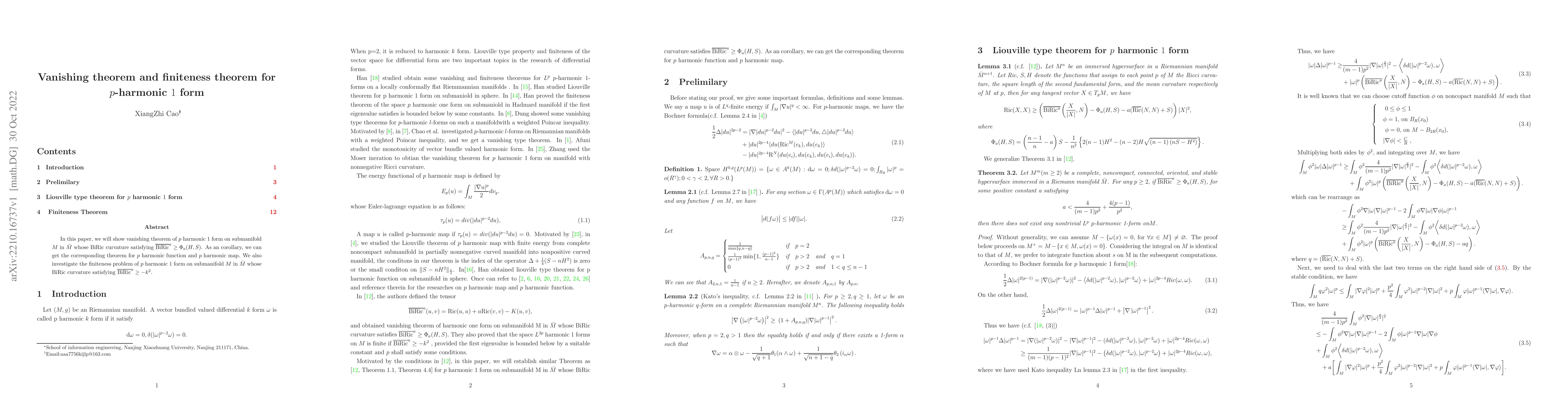 Thumbnail for Vanishing theorem and finiteness theorem for $p$-harmonic $1$ form