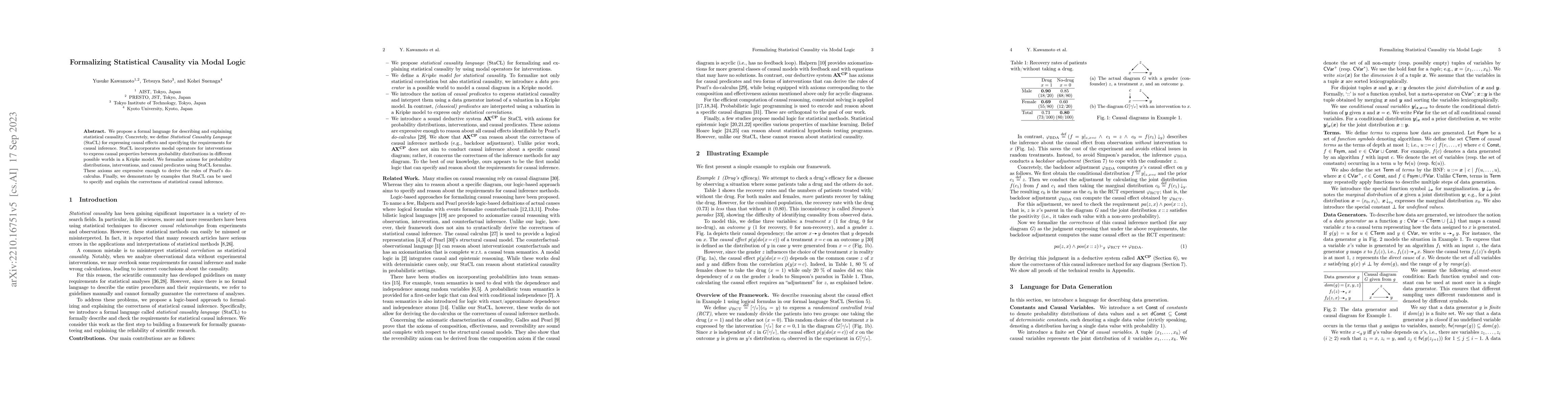 Thumbnail for Formalizing Statistical Causality via Modal Logic