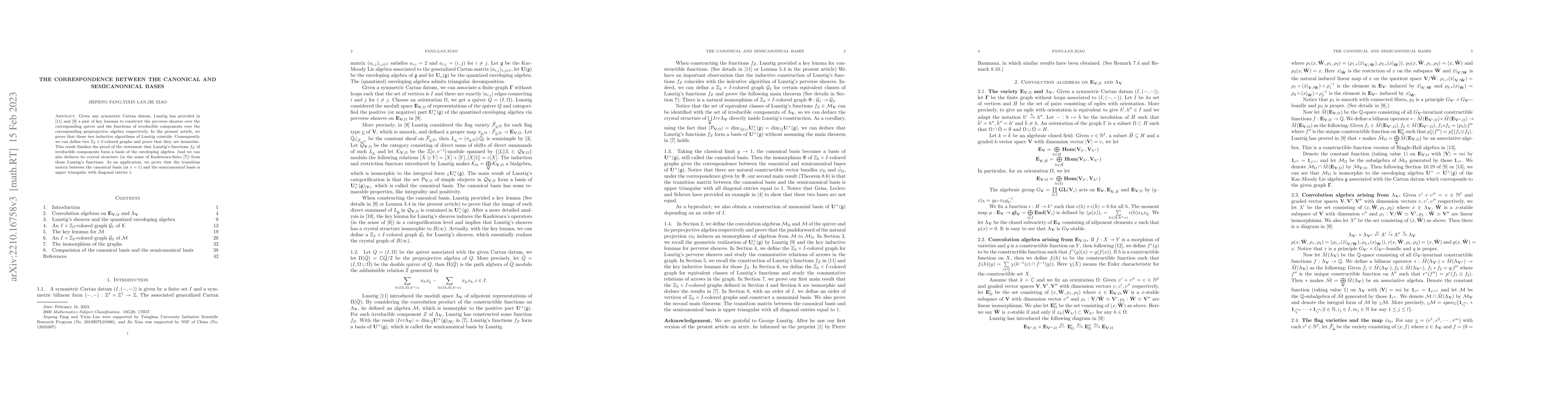 Thumbnail for The correspondence between the canonical and semicanonical bases