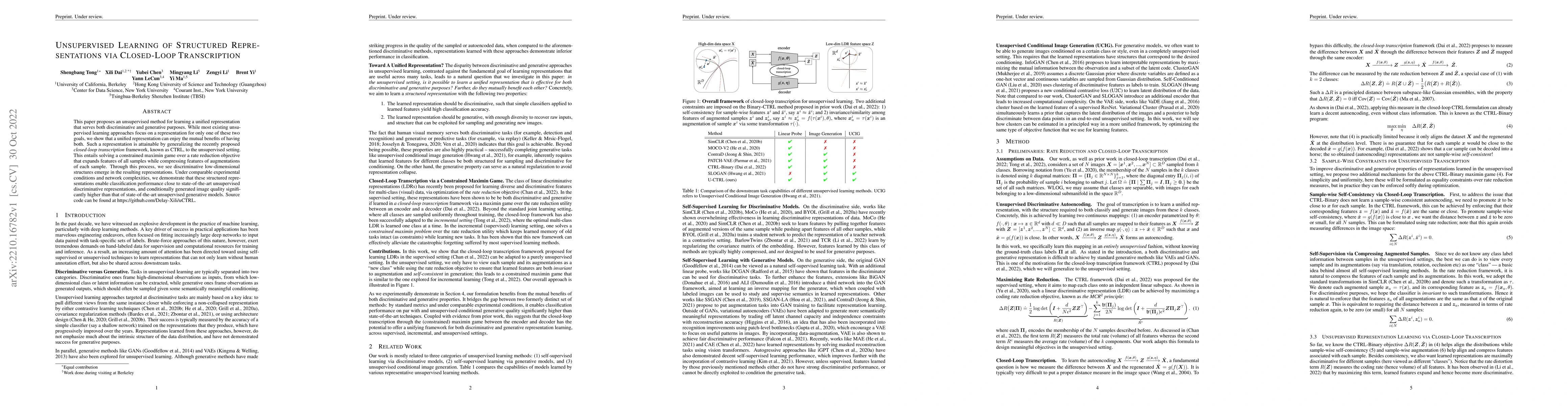 Thumbnail for Unsupervised Learning of Structured Representations via Closed-Loop
  Transcription