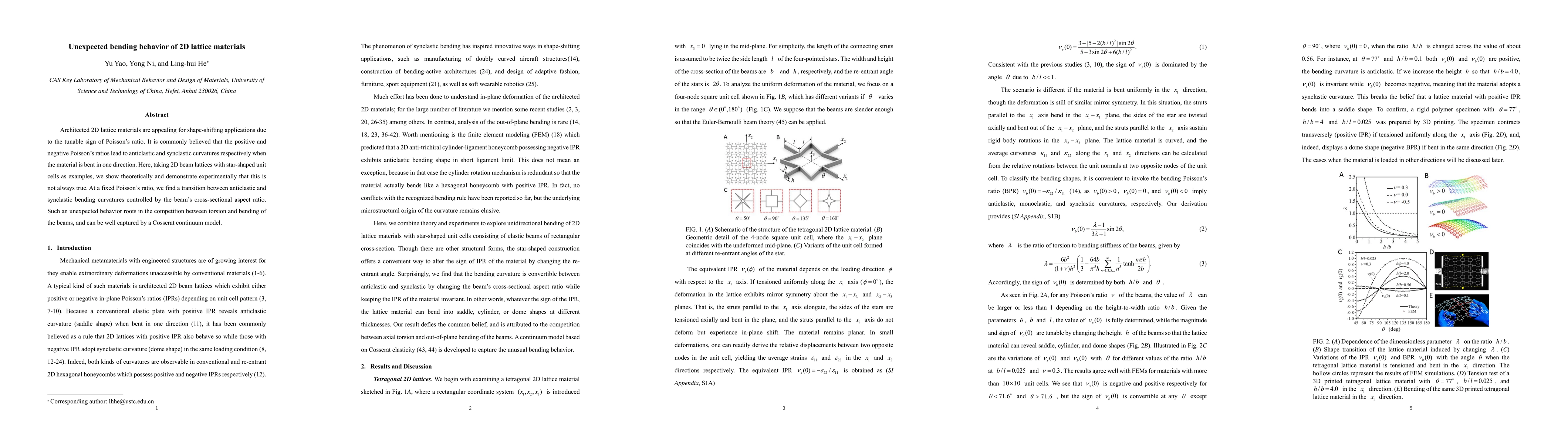 Thumbnail for Unexpected bending behavior of 2D lattice materials