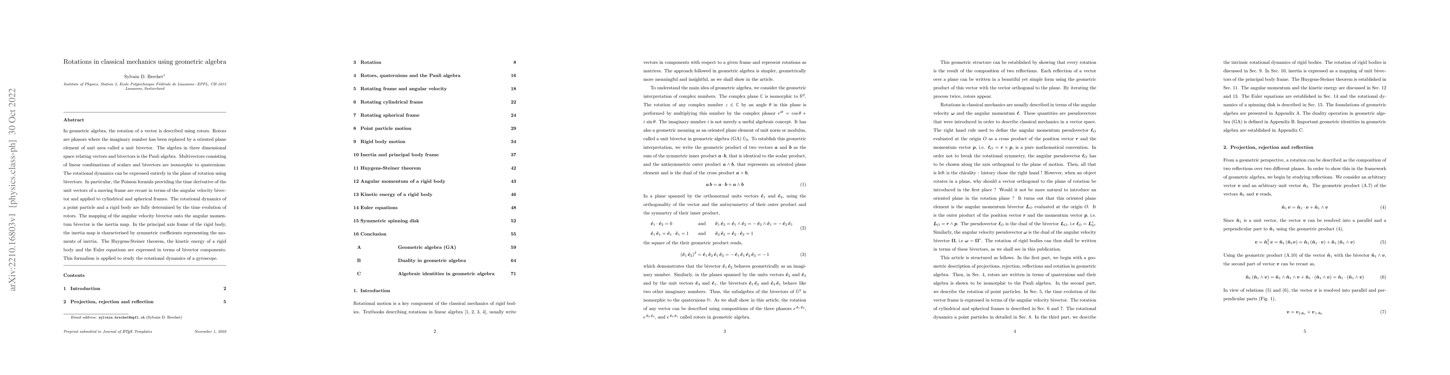 Thumbnail for Rotations in classical mechanics using geometric algebra