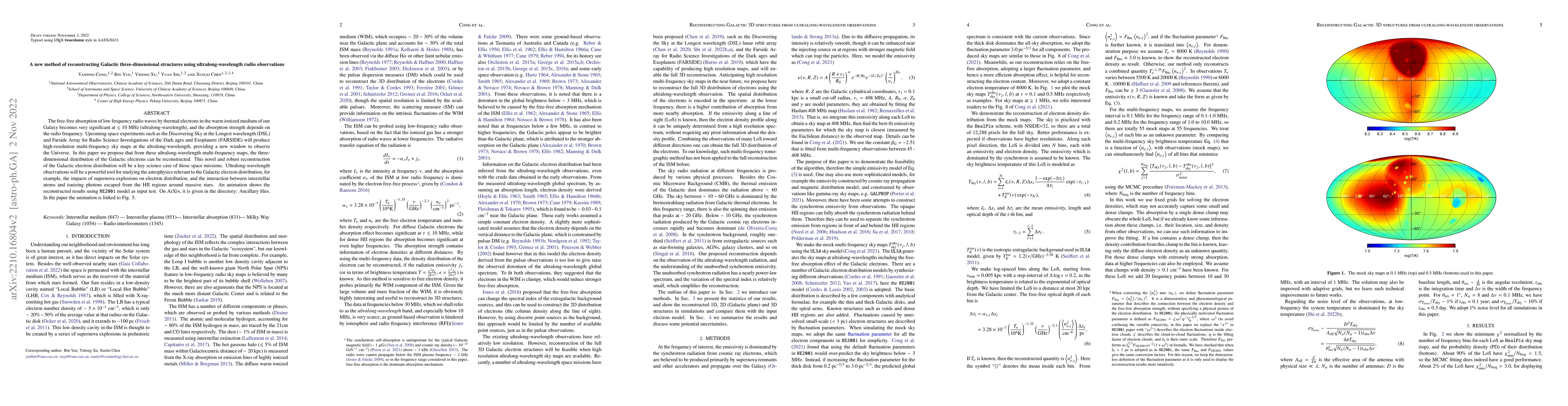 Thumbnail for A new method of reconstructing Galactic three-dimensional structures
  using ultralong-wavelength radio observations