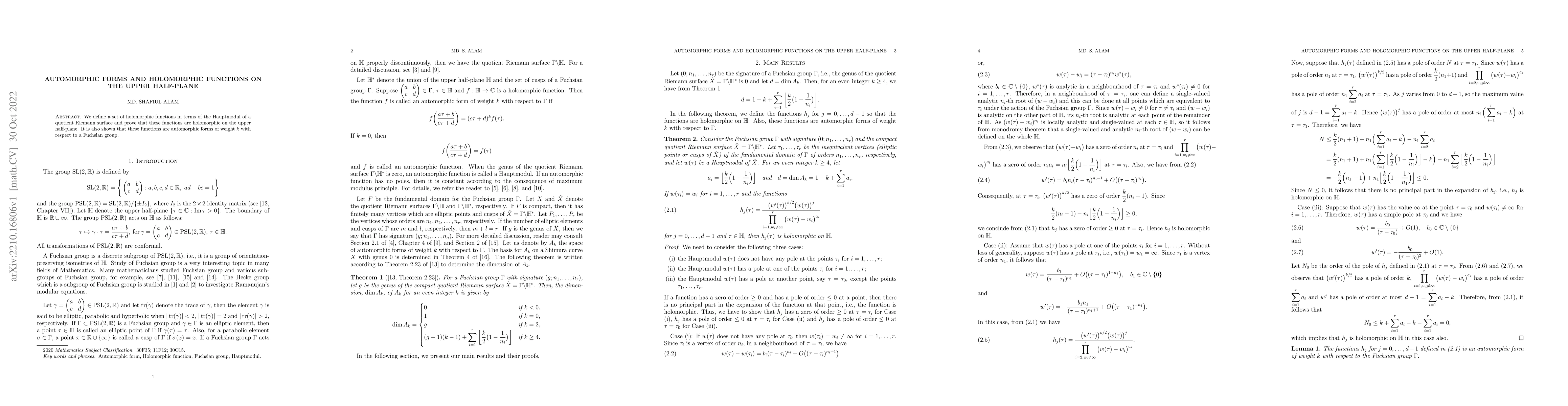Thumbnail for Automorphic Forms and Holomorphic Functions on the Upper Half-plane