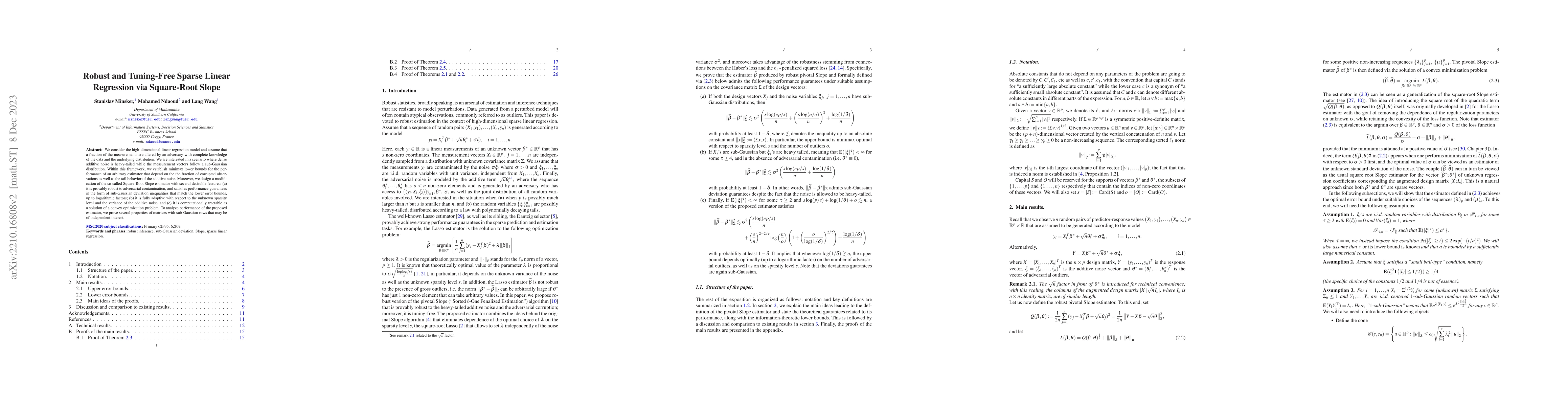Thumbnail for Robust and Tuning-Free Sparse Linear Regression via Square-Root Slope
