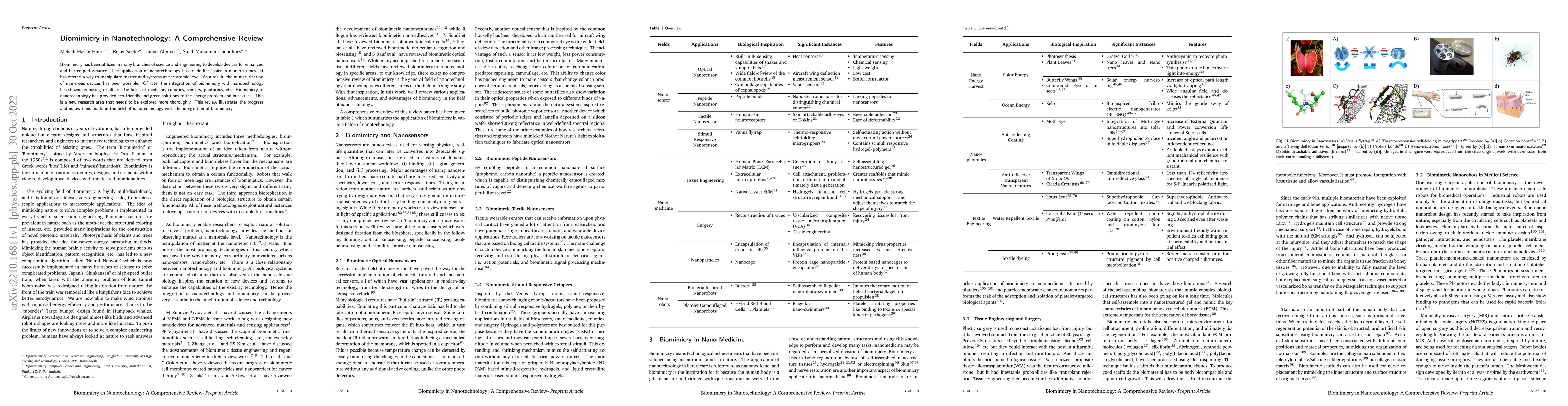 Thumbnail for Biomimicry in Nanotechnology: A Comprehensive Review