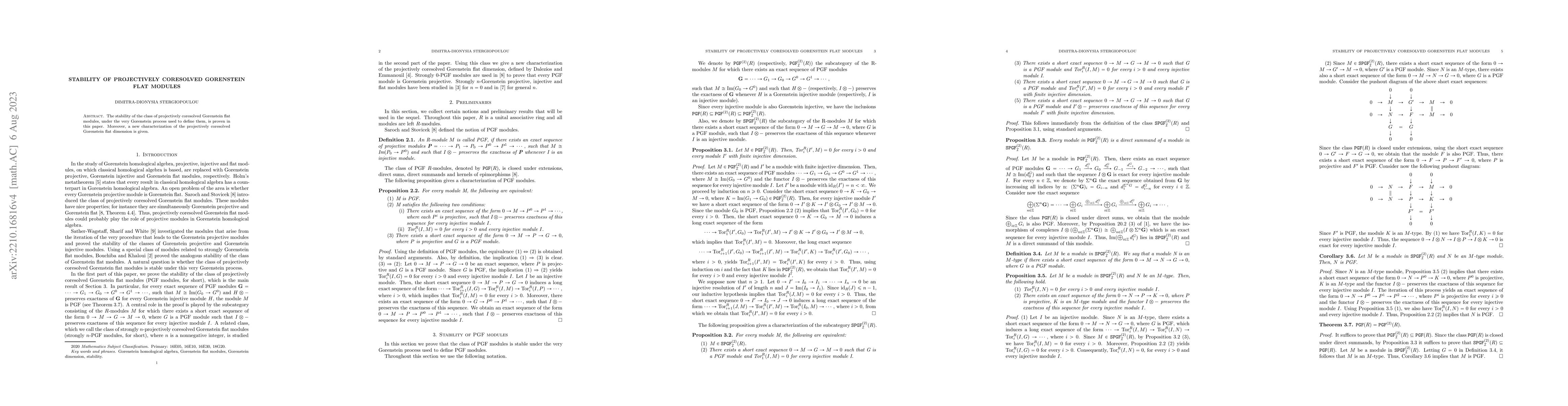 Thumbnail for Stability of projectively coresolved Gorenstein flat modules