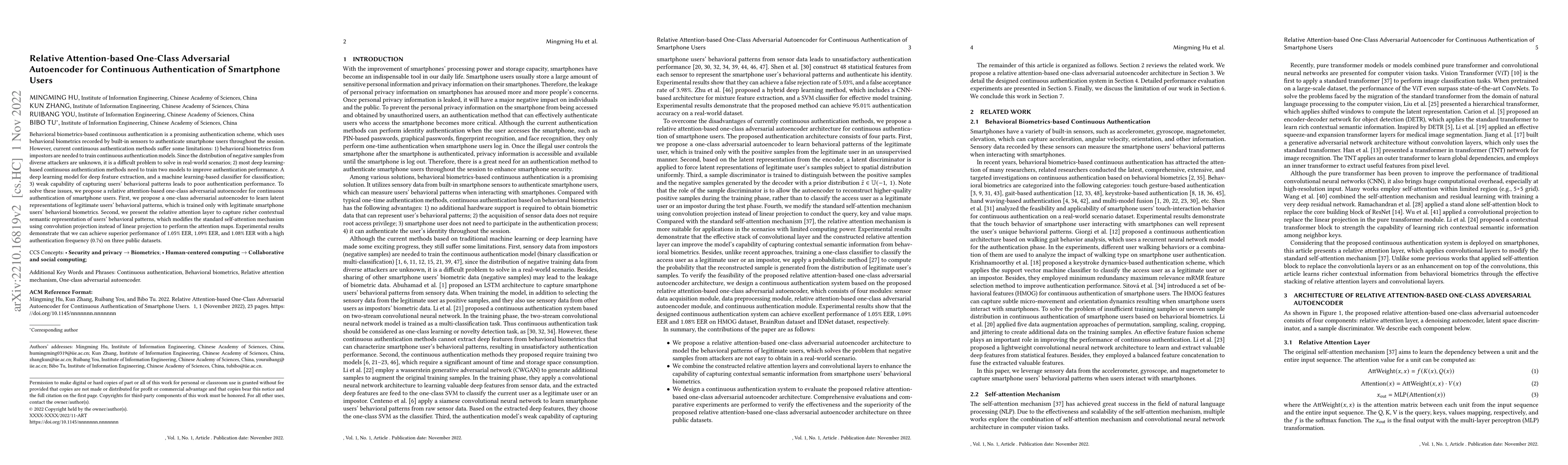Thumbnail for Relative Attention-based One-Class Adversarial Autoencoder for
  Continuous Authentication of Smartphone Users