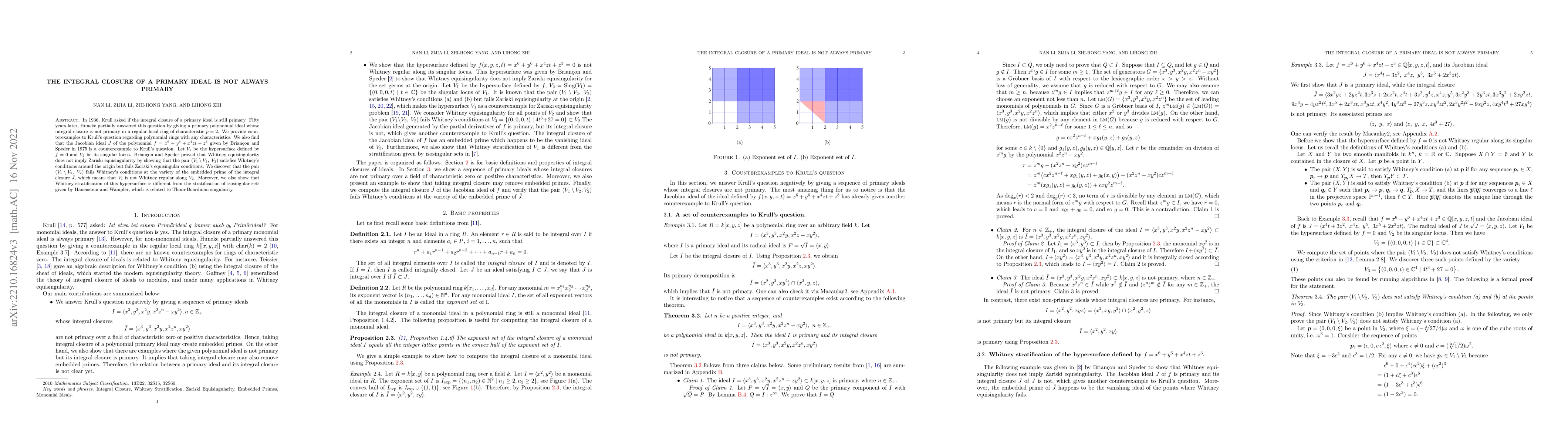 Thumbnail for The integral closure of a primary ideal is not always primary