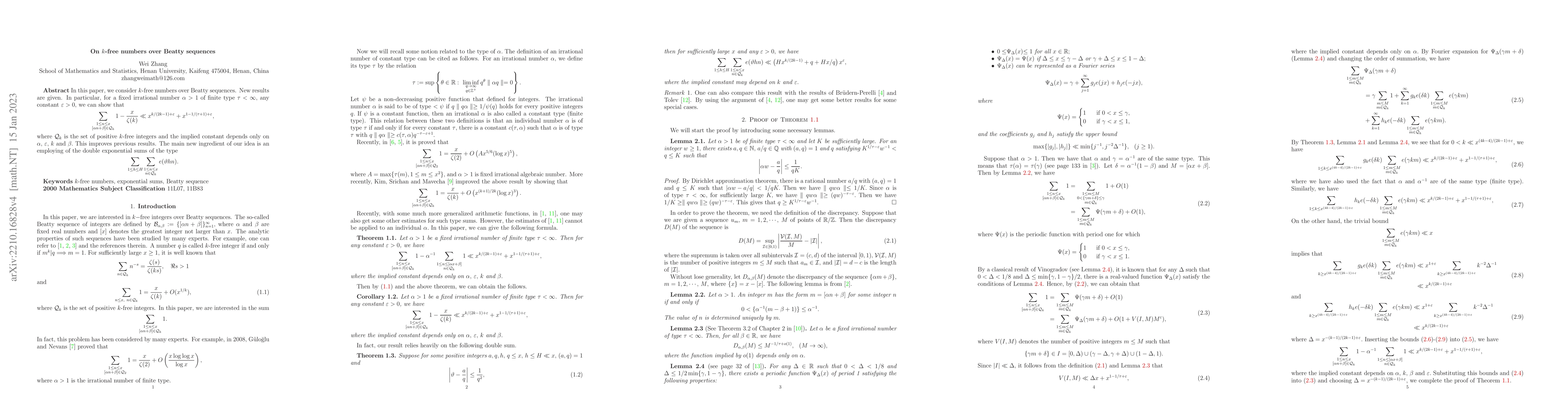 Thumbnail for On $k$-free numbers over Beatty sequences