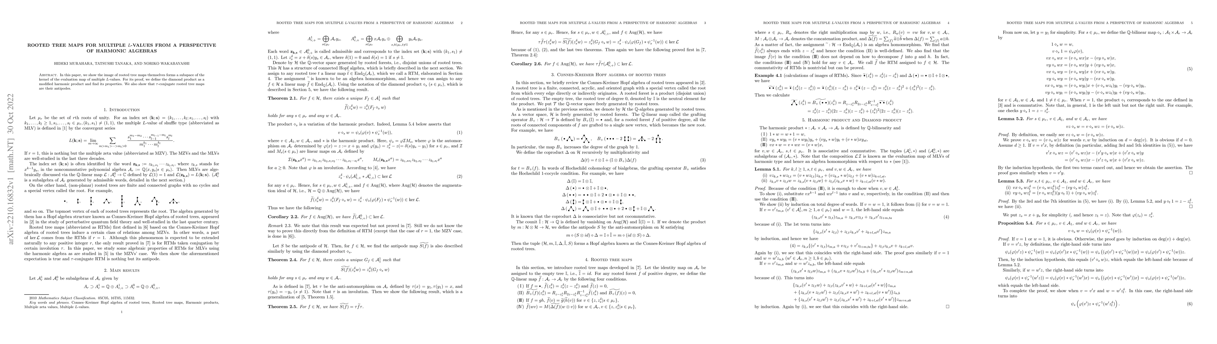 Thumbnail for Rooted tree maps for multiple $L$-values from a perspective of harmonic
  algebras