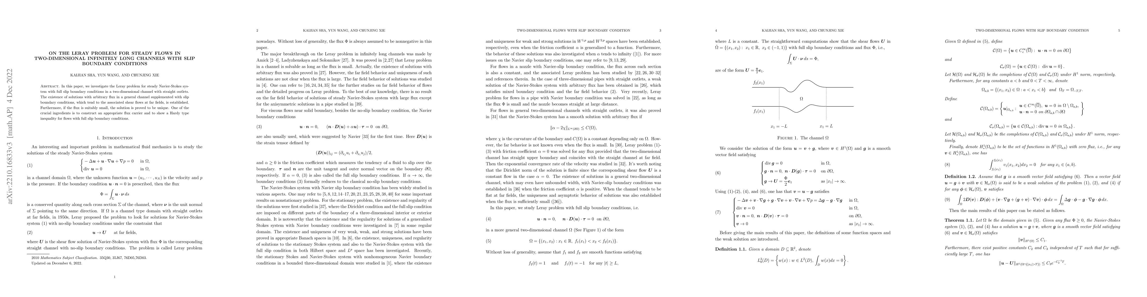 Thumbnail for On the Leray problem for steady flows in two-dimensional infinitely long
  channels with slip boundary conditions