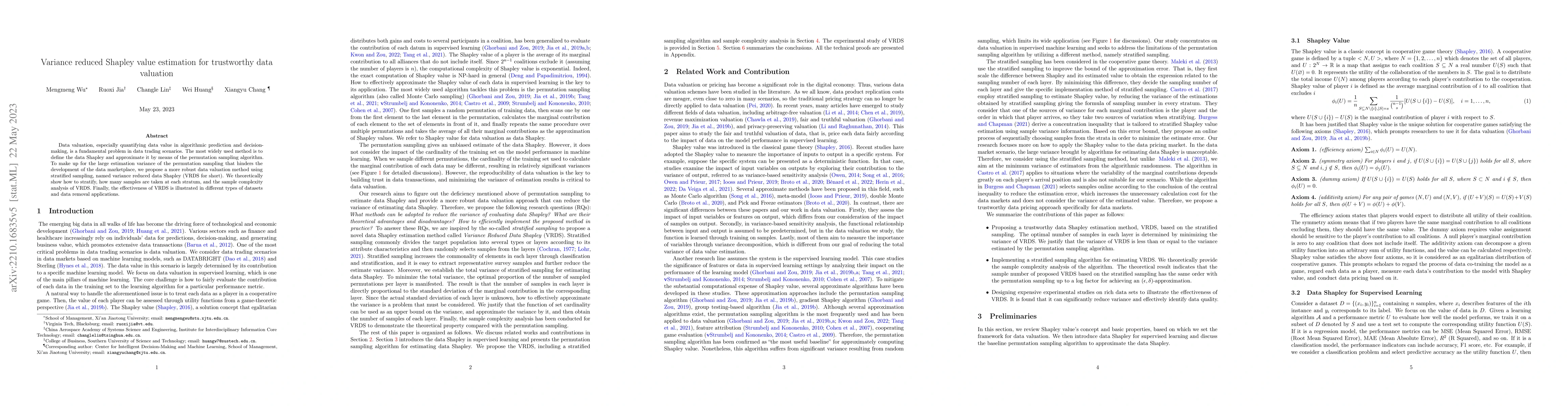 Thumbnail for Variance reduced Shapley value estimation for trustworthy data valuation