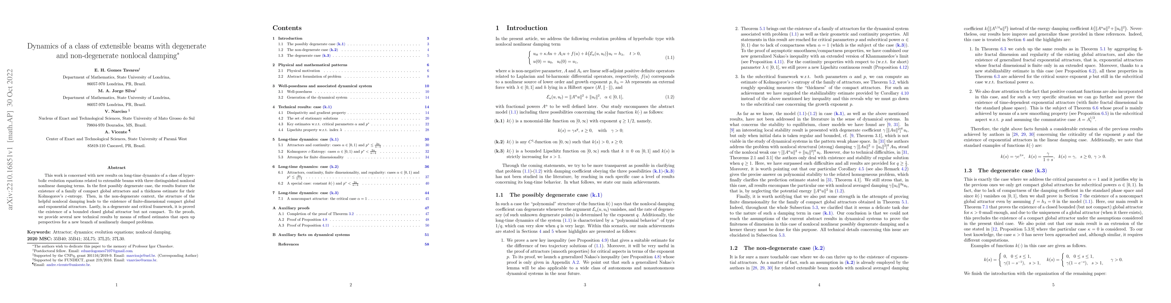 Thumbnail for Dynamics of a class of extensible beams with degenerate and
  non-degenerate nonlocal damping