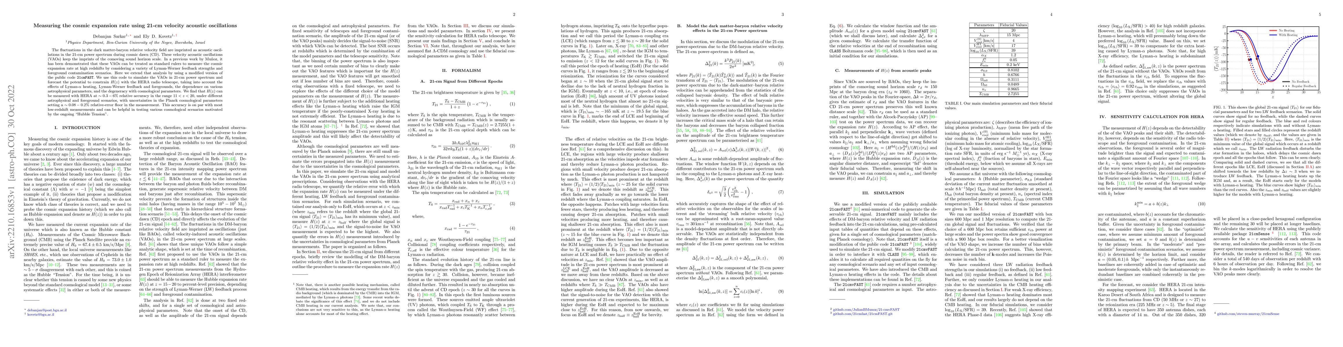 Thumbnail for Measuring the cosmic expansion rate using 21-cm velocity acoustic
  oscillations