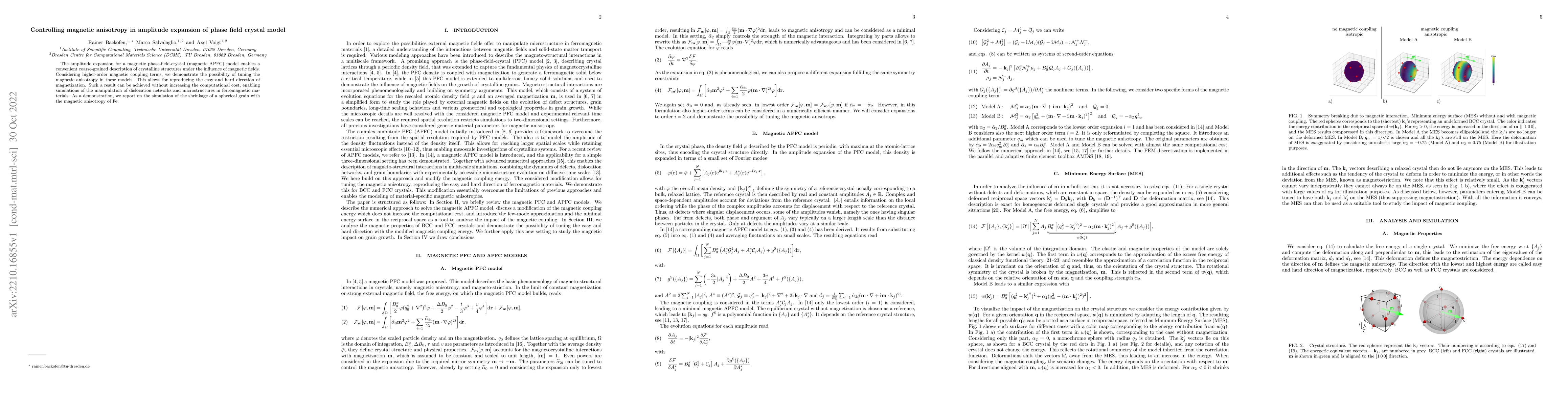 Thumbnail for Controlling magnetic anisotropy in amplitude expansion of phase field
  crystal model