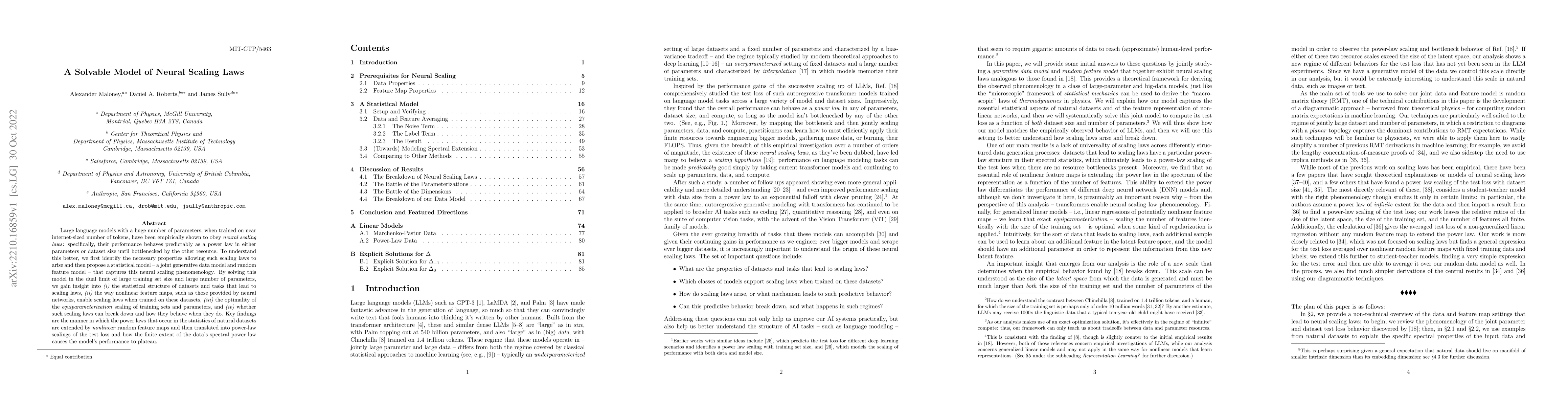 Thumbnail for A Solvable Model of Neural Scaling Laws