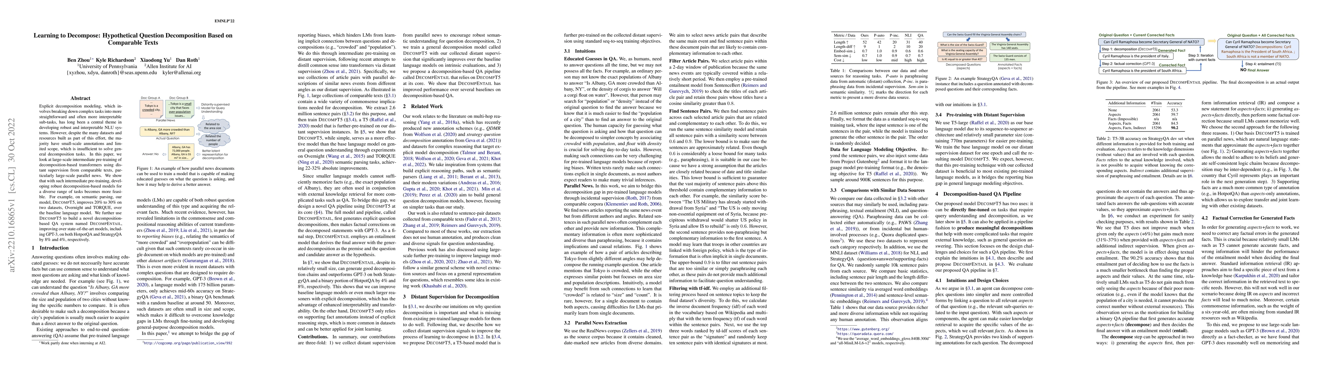 Thumbnail for Learning to Decompose: Hypothetical Question Decomposition Based on
  Comparable Texts