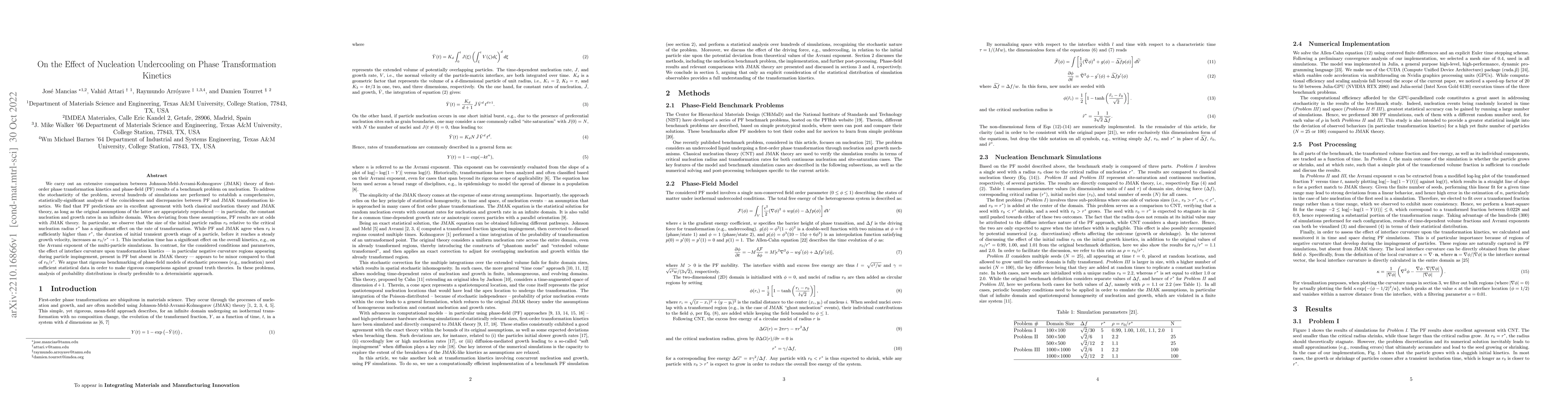 Thumbnail for On the Effect of Nucleation Undercooling on Phase Transformation
  Kinetics